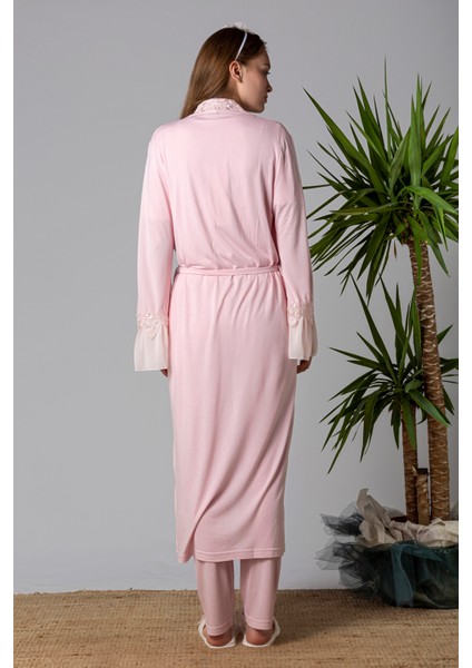 Pembe Sabahlıklı Hamile Lohusa Pijama Takımı modelleri