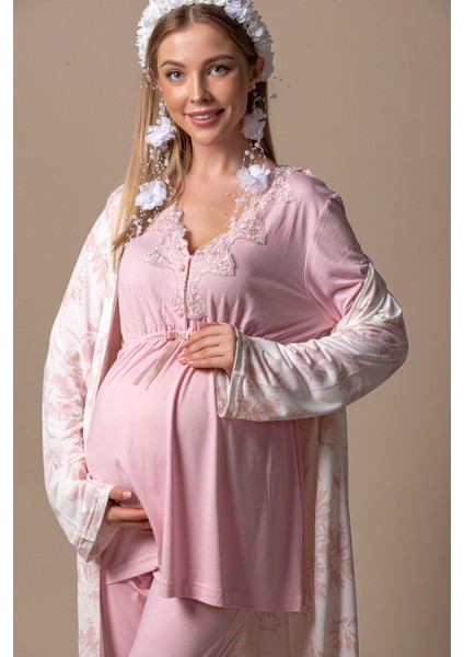 Pembe Sabahlıklı Hamile Lohusa Pijama Takımı fiyatları