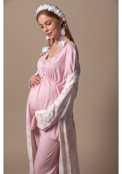 Pembe Sabahlıklı Hamile Lohusa Pijama Takımı fırsatları