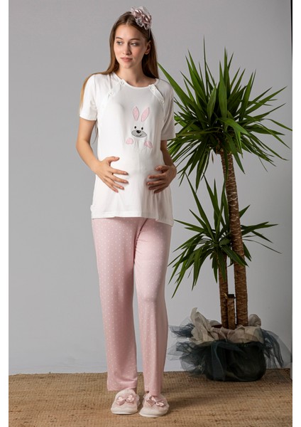 Pembe Hamile Lohusa Pijama Takımı