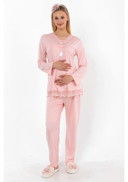 Pembe Hamile Lohusa Pijama Takımı