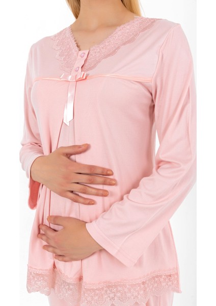Pembe Hamile Lohusa Pijama Takımı