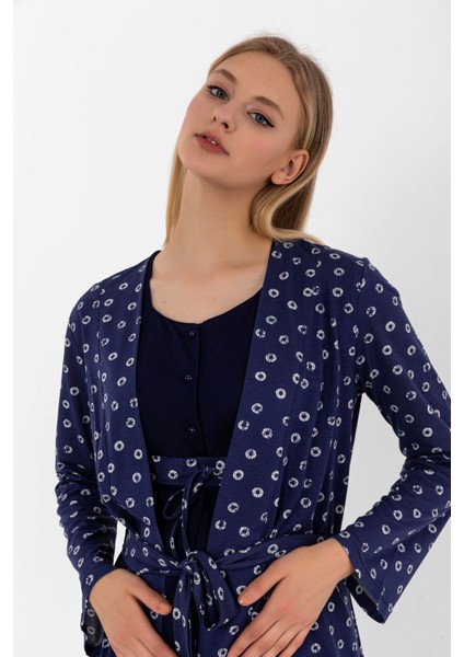 Lacivert Sabahlıklı Hamile Lohusa Pijama Takımı fiyatları