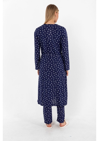 Lacivert Sabahlıklı Hamile Lohusa Pijama Takımı modelleri
