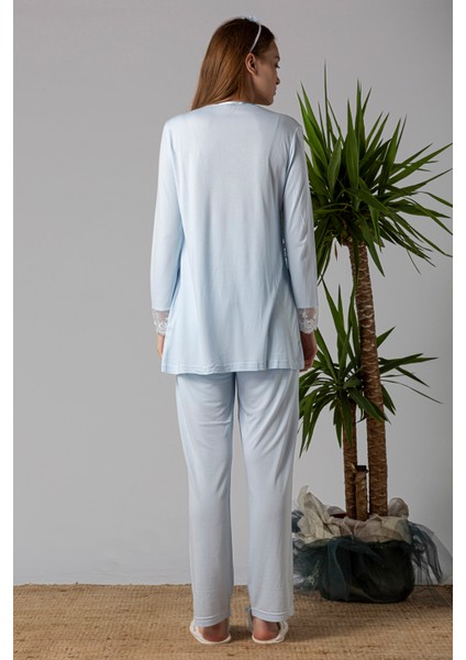 Mavi Hamile Lohusa Pijama Takımı modelleri