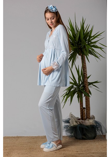 Mavi Hamile Lohusa Pijama Takımı fırsatları