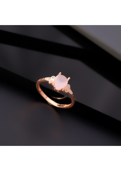 925 Ayar Gümüş Gül Kuvars Damla Taşlı Yüzük fırsatları