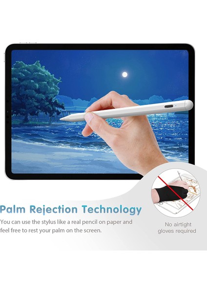 MTK Moveteck Apple Ipad %100 Orijinal Hassas Avuç Içi Reddetmeli Stylus Pen Dokunmatik Şarjlı Akıllı Tablet Kalem Palm Rejection Digital Apple Pencil