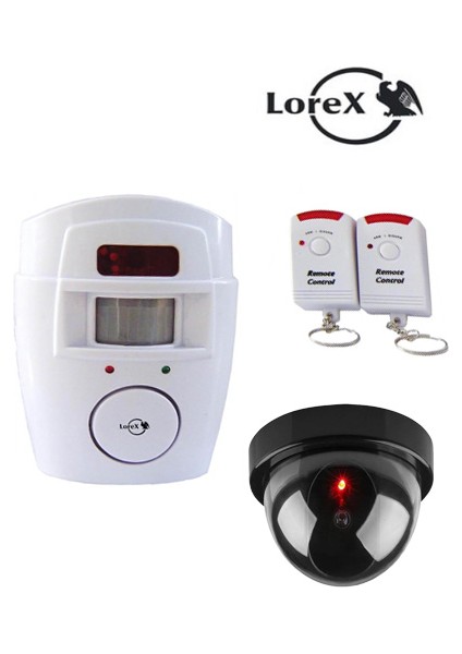 LR-SK04 Dome Dış Ortam Maket Caydırıcı Dummy Kamera + LR-NG300 Hareket Sensörlü Uzaktan Kumandalı Alarm Seti