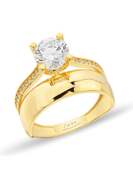 Twin Tektaş Alyans Altın Yüzük CGKYZK0063