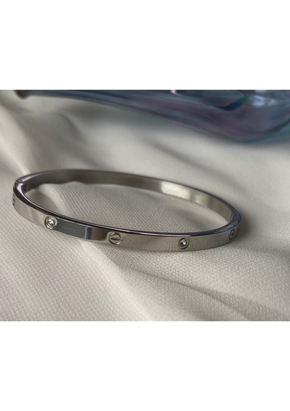 Cartier Model Çelik Ince Taşlı Bileklik