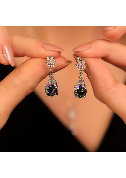 925 Ayar Gümüş Mistik Topaz Taşlı Küpe