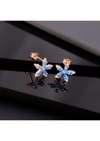 925 Ayar Gümüş Aquamarin Taşlı Nergis Çiçeği Küpe fırsatları