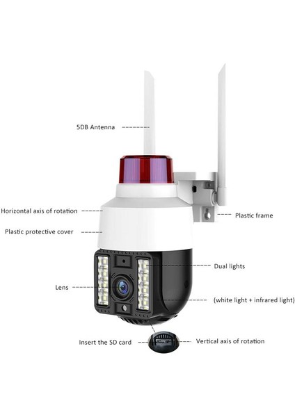 1080P Speed Dome Ip Wifi Kablosuz Dış Mekan Camera Çakarlı Güvenlik Kamerası