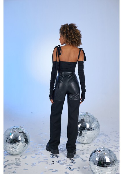 Çıkarılabilir Kollu Fiyonk Bağlamalı Çıtçıtlı Ribbon Bodysuit Siyah indirimleri