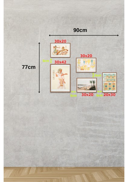 Dekoratif Mısır Posterleri 5'li Set & Dekoratif Set Mısır Posterleri MAKNKM1