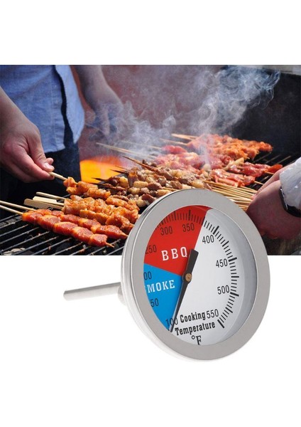 Isı Ölçer Termometre 38°-288° Paslanmaz Çelik Barbekü Sobası Izgara Göstergesi