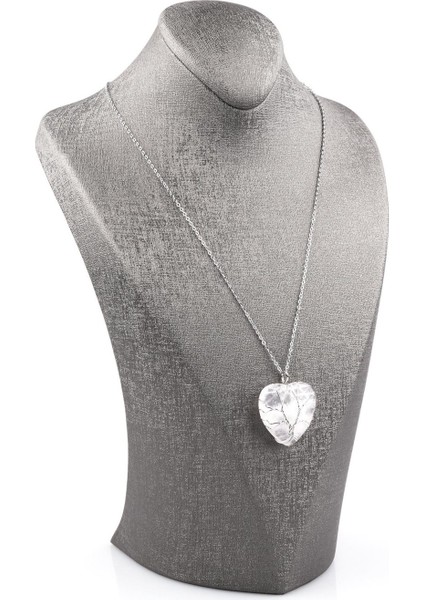 Kristal Kuvars Doğal Taş Tel Sarmalı Kalp Kolye fiyatları