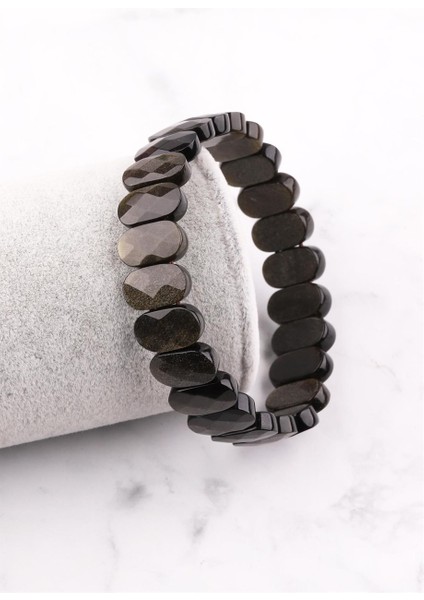 Golden Obsidyen Doğal Taş Bileklik 8 x 14 mm Özel Kesim