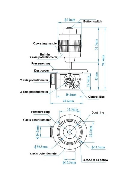 Roba JH-D400X-R4 4 Eksen Joystick Butonlu 10K Potansiyometre Ptz 4d Otomasyon Endüstriyel Vinç
