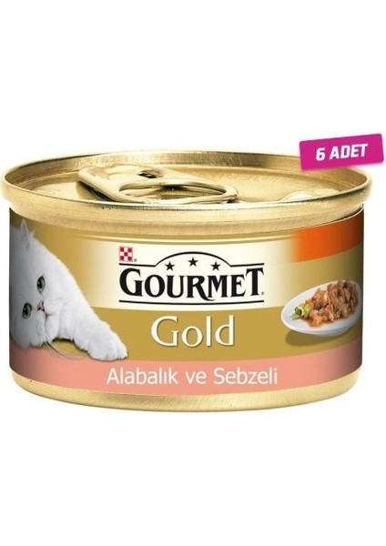 6 Adet - Gourmet Gold Alabalık ve Sebzeli Yetişkin Kedi Konservesi 85 gr