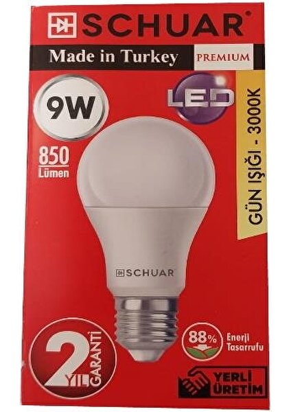 9W Gün Işığı Led Ampul E27 Schuar