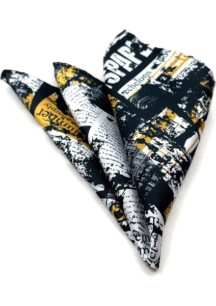 Siyah - Beyaz Motif Desen Erkek Cep Mendili SPS547-2