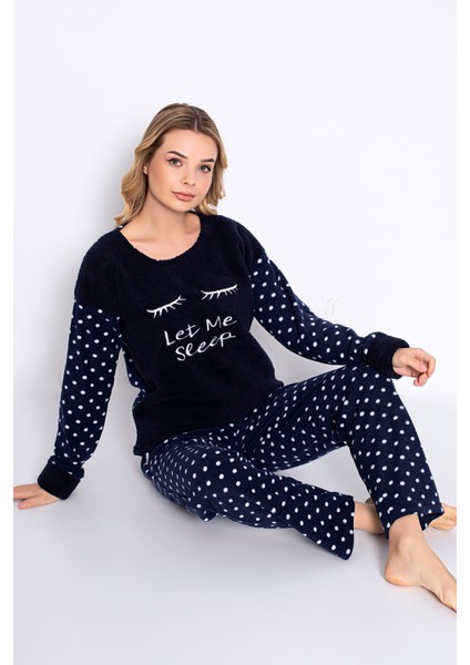 Kışlık Kadın Polar Pijama Takımı - Yılbaşı Pijaması