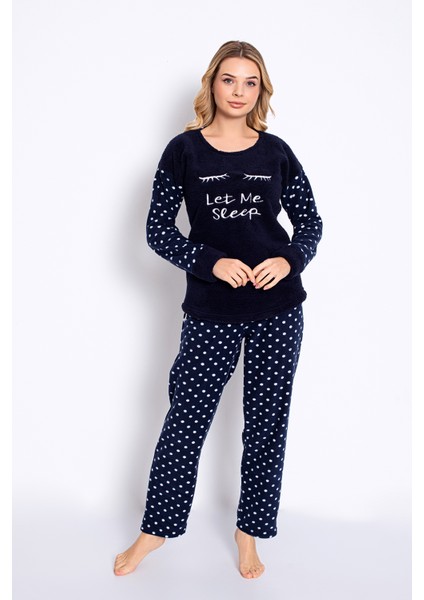 Kışlık Kadın Polar Pijama Takımı - Yılbaşı Pijaması