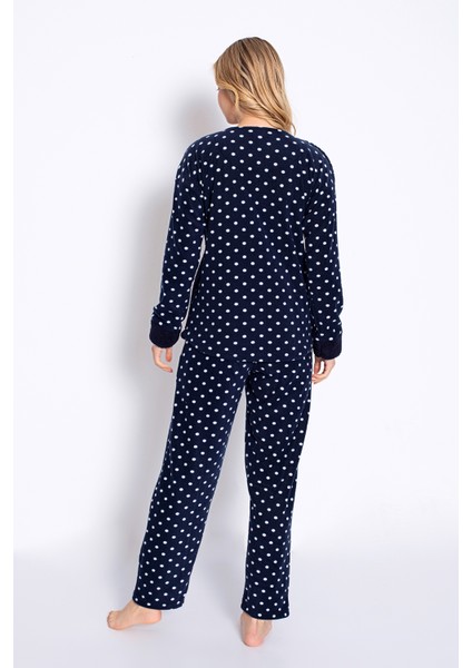 Kışlık Kadın Polar Pijama Takımı - Yılbaşı Pijaması