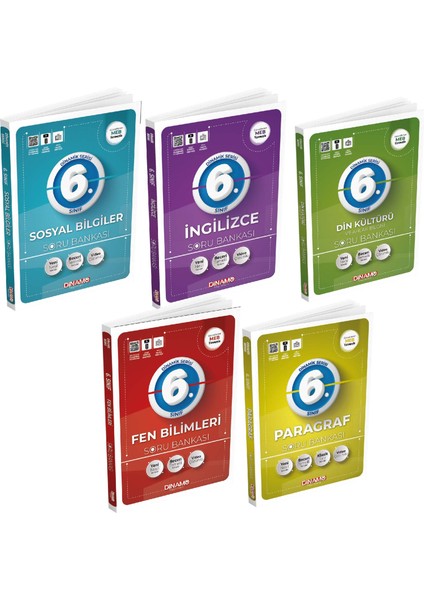 6. Sınıf Fen Bilimleri+Sosyal Bilgiler+Ingilizce+Din Kültürü+Paragraf Soru Bankası 5 Li Set (Ciltli)