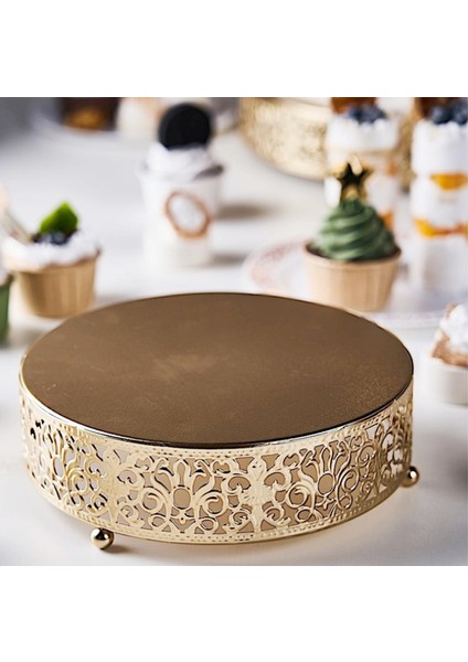 Avrupa Tarzı Kek Kek Standı Ekran Peynir Şeker Tart Servis Tabağı Altın 20 cm