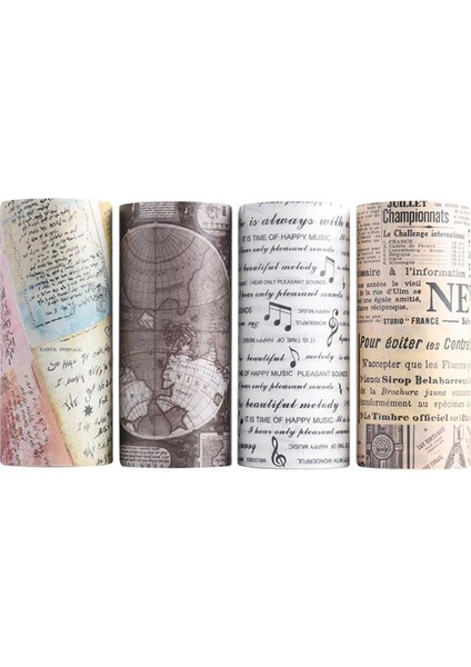 4 Rulo Vintage Tarzı Washi Bant Seti Dekoratif 90MM Çıkartma Paketi Dergisi fiyatları