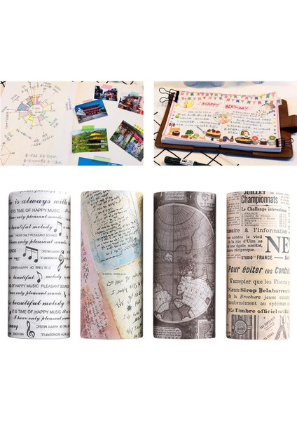 4 Rulo Vintage Tarzı Washi Bant Seti Dekoratif 90MM Çıkartma Paketi Dergisi indirimleri