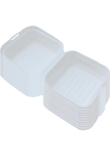 Compostable Clamshell Gıda Kaplarını Çıkarın Konteynerler Beyaz 10 Pcs Beyaz 10 Pcs 15X15X8CM