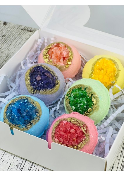Lüx Seri Doğal Banyo Topu 6 x 80 gr Orta Boy Banyo Bombası - Nem Topu