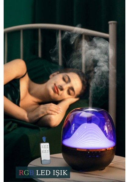 Hava Nemlendirici Buhar Makinası Filtresiz 7 Farklı LED Işık 600ML Buhar Makinası indirimleri