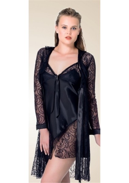 Nbb 3928 Saten Gecelik Sabahlık Takım