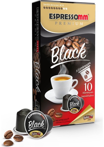 ® Premium Black Alüminyum Kapsül Kahve 10 Adet Nespresso Uyumlu