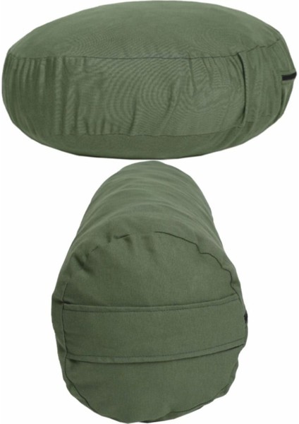 Organik Kabuk Dolgulu Meditasyon Minderi + Bolster Minderi Ikili Set