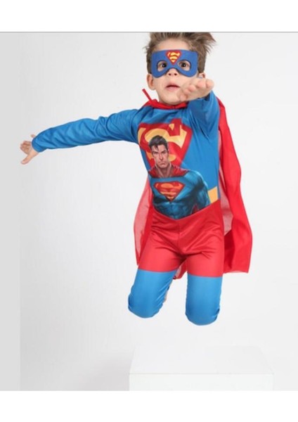 Lolliboom Kids Erkek Çocuk Yaşayan Efsane Süper Kahraman Superman Clark Kent Maskeli Kostüm