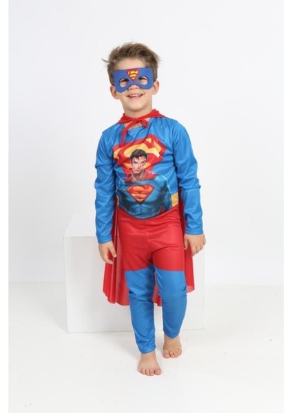 Lolliboom Kids Erkek Çocuk Yaşayan Efsane Süper Kahraman Superman Clark Kent Maskeli Kostüm