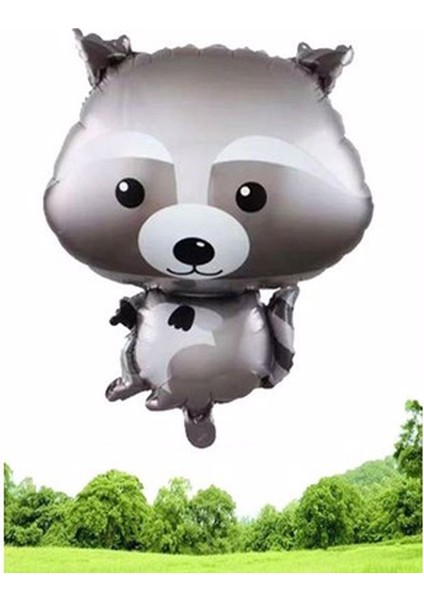 Woodland Hayvanlar Rakun Folyo Balon 65 cm Helyum Balon Uçan Balon