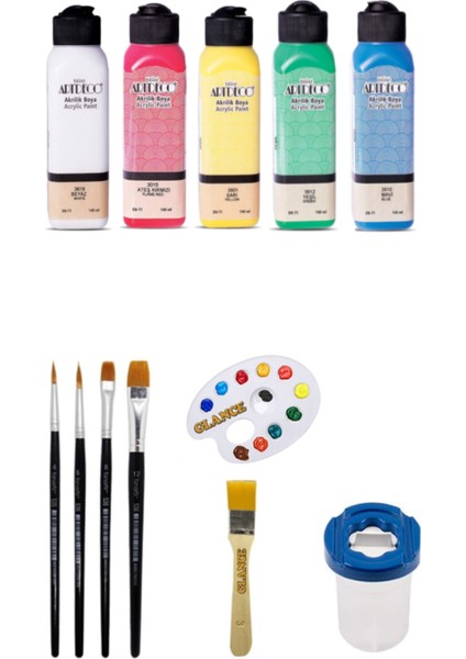 Artdeco 140 ml Akrilik Boya 5 Renk Canlı Rerkler Genel Maçlı Boyama Seti