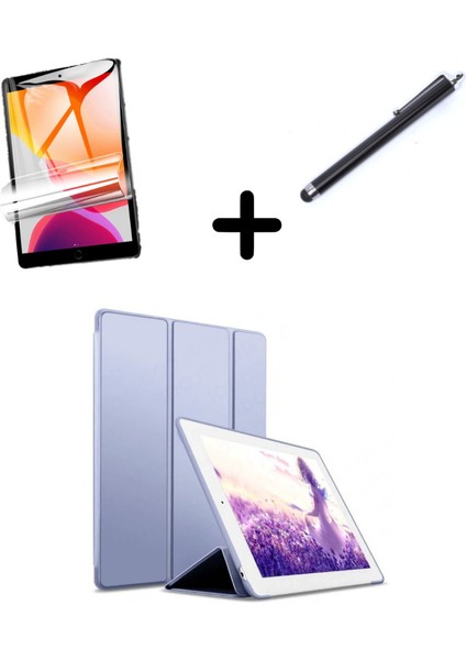 Apple iPad 7. 8. 9. Nesil 10.2" Kılıf Set Pu Deri Smart Tablet Kilifi Ekran Koruyucu + Kalem