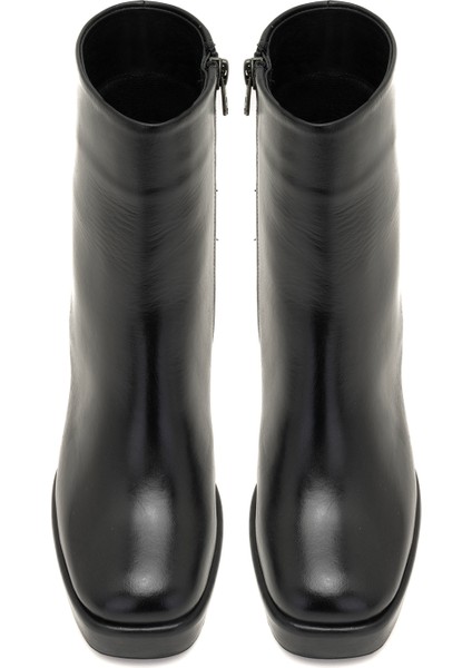 Luliye Siyah Kadın Deri Platform Topuklu Bot fiyatları