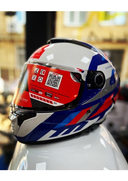 Kask Thunder 4 Sv Valıant A0 Parlak Inci Beyaz Mavi Kırmızı fiyatları