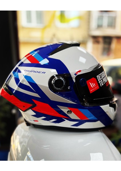 Kask Thunder 4 Sv Valıant A0 Parlak Inci Beyaz Mavi Kırmızı modelleri