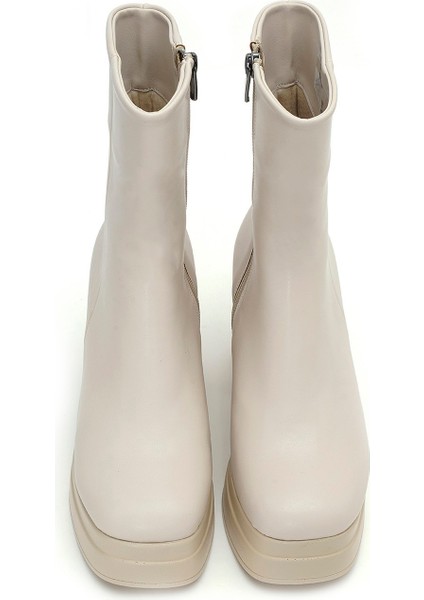 Aurel Krem Kadın Platform Topuklu Bot fiyatları