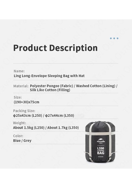 L350 Zarf Tarzı Kapüşonlu Uyku Tulumu -15°c indirimleri